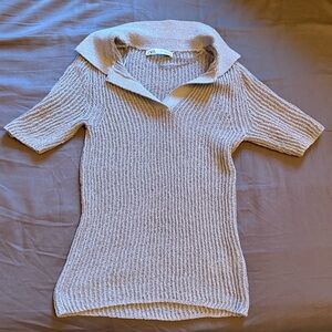 Zara Grey Knit Polo Sweater